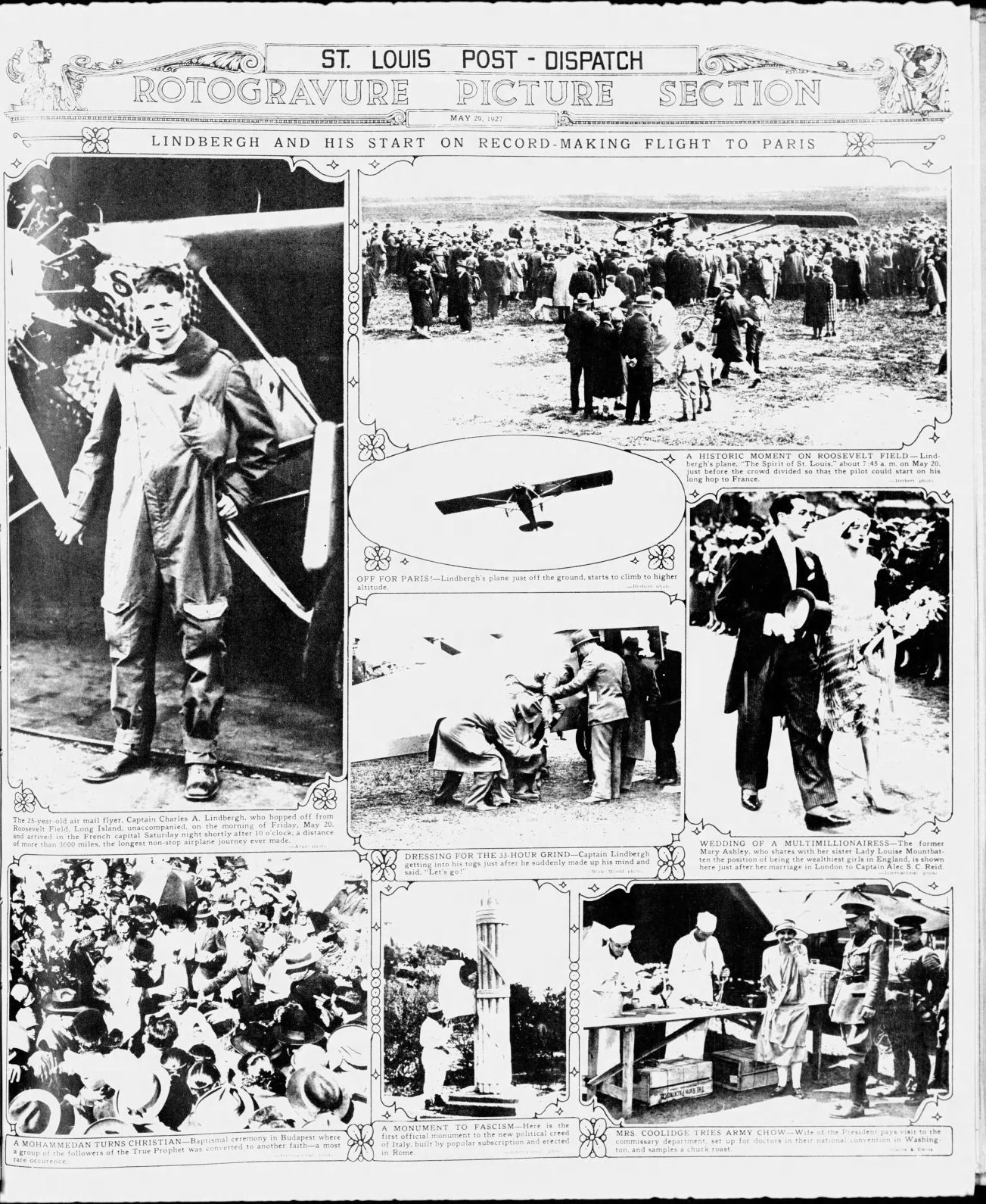 May 29, 1927 - Lindbergh and His Start on Record-Making Flight to Paris